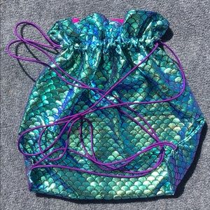 Handmade Iridescent Mermaid Drawstring Bag